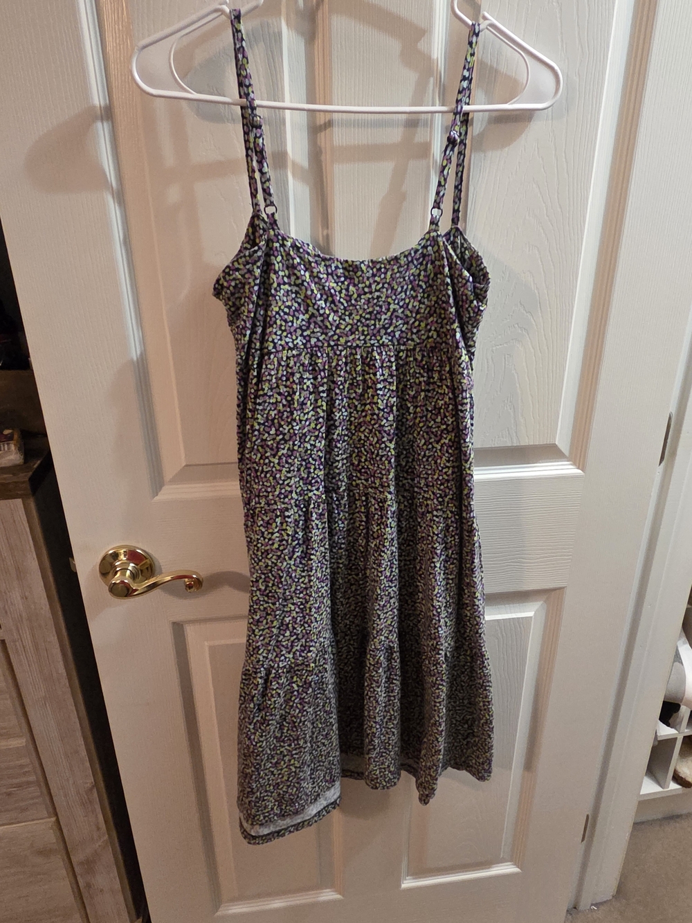 Old Navy Floral Print Tank Dress in Purple, Green, Black